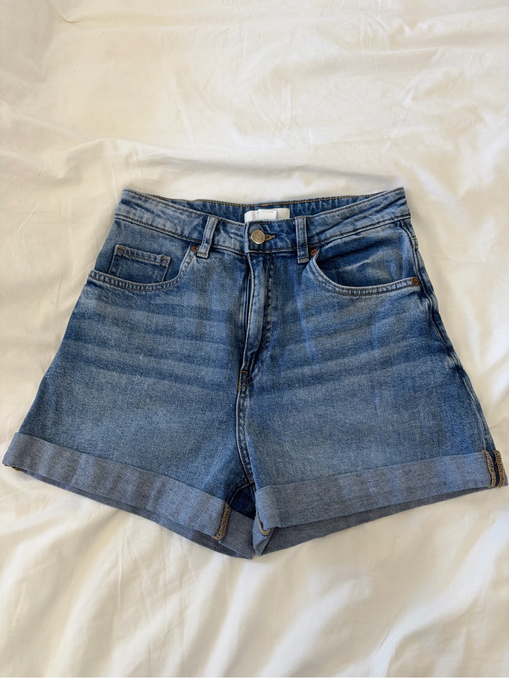 H&M Classic High-Rise Denim Shorts in Blue
